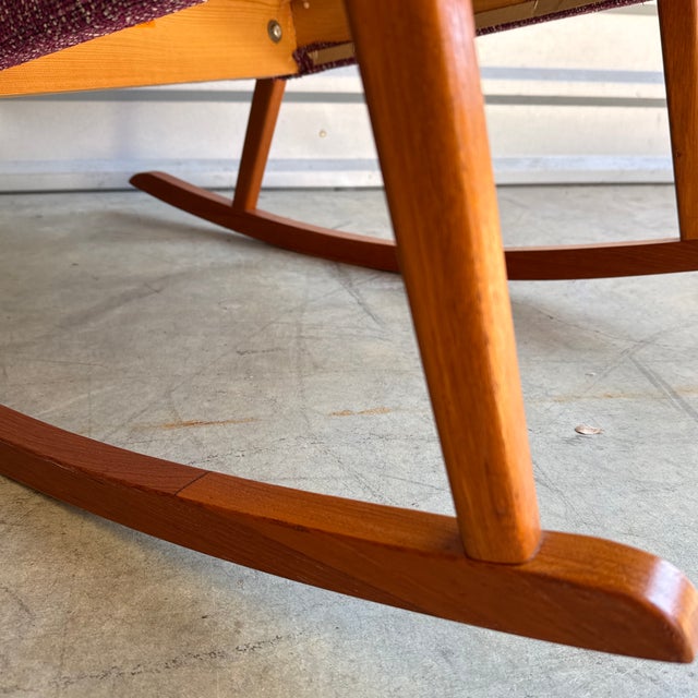 Purple Vintage Swedish Teak Johnason Rocking Chair For Sale - Image 8 of 12