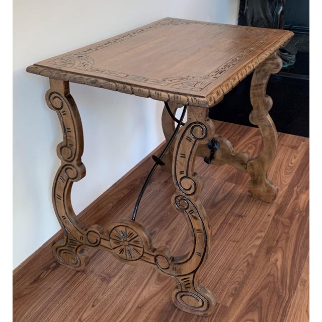 Side Table of Chestnut with Carved Lyre Legs, Spanish, 19th Century For Sale - Image 18 of 18