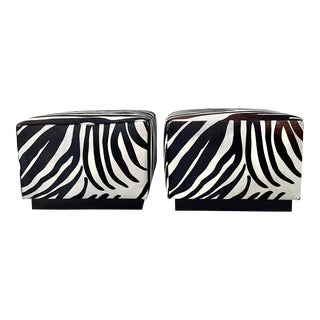 Late 20th Century Ralph Lauren Zebra Pattern Ottomans (A Pair) For Sale