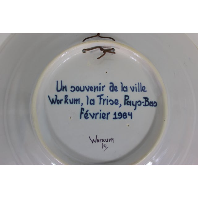 1980s Vintage Hand Painted Netherlands Pottery Wall Plate For Sale - Image 5 of 6
