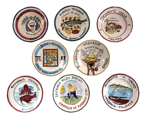 Mid-Century Modern Italian Ceramic Dinner Plates, 1980s, Set of 8
