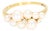 18k Yellow Gold Ring With Eight Pearls & Three Diamond Accents, Size 6.75 For Sale