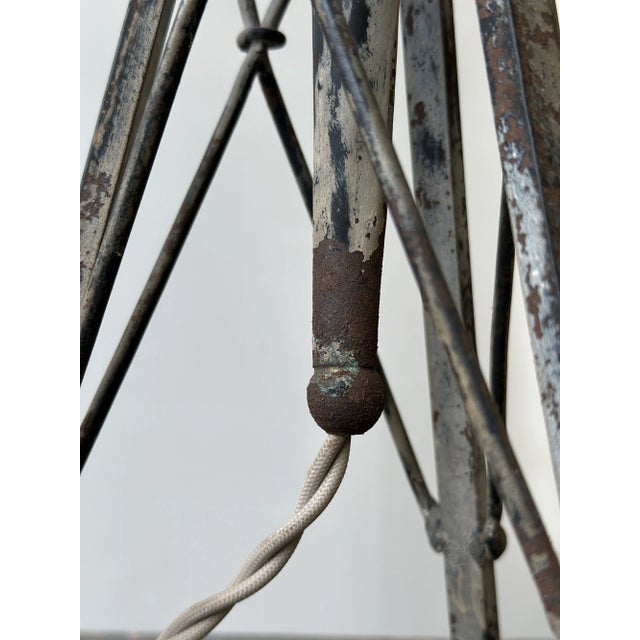 Vintage Tripod Wrought Iron Framework Table Lamp, Circa 1950s For Sale - Image 11 of 12