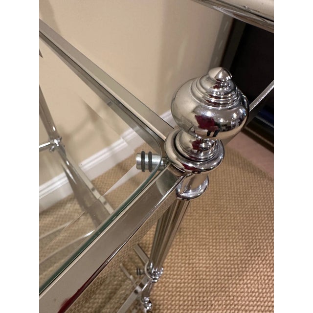 Chrome & Glass 3 Tiered Bar Cart For Sale - Image 4 of 10