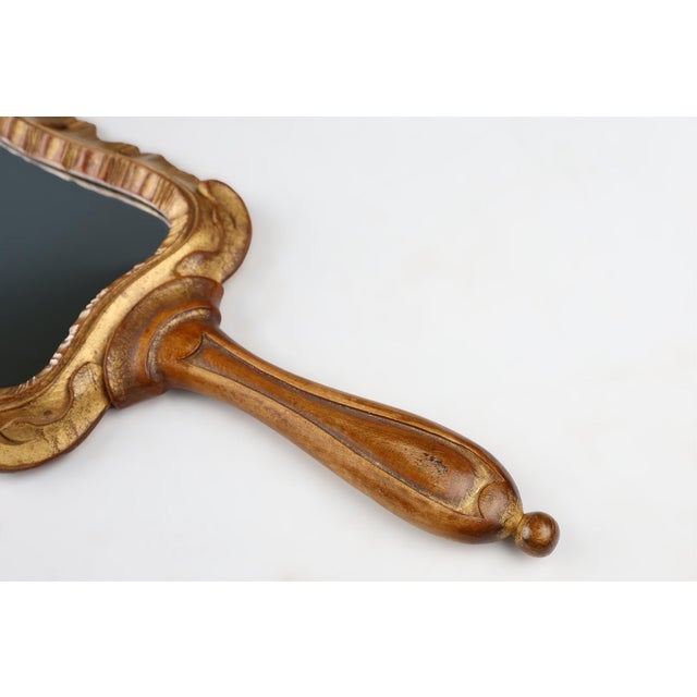Wood Wooden Hand-Held Mirror, France, 1950s For Sale - Image 7 of 11