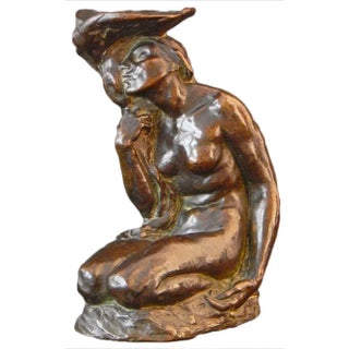 1904 Art Nouveau Figurative Nude with Lily Pad Bronze Sculpture For Sale