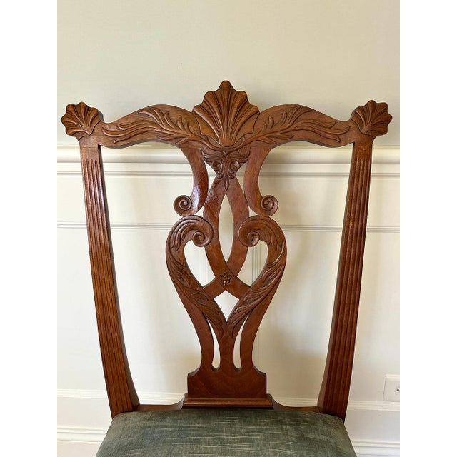 Chippendale Handcrafted, Signed and Dated Chippendale Style Side Chairs, Set of 4, C. 1976 For Sale - Image 3 of 9