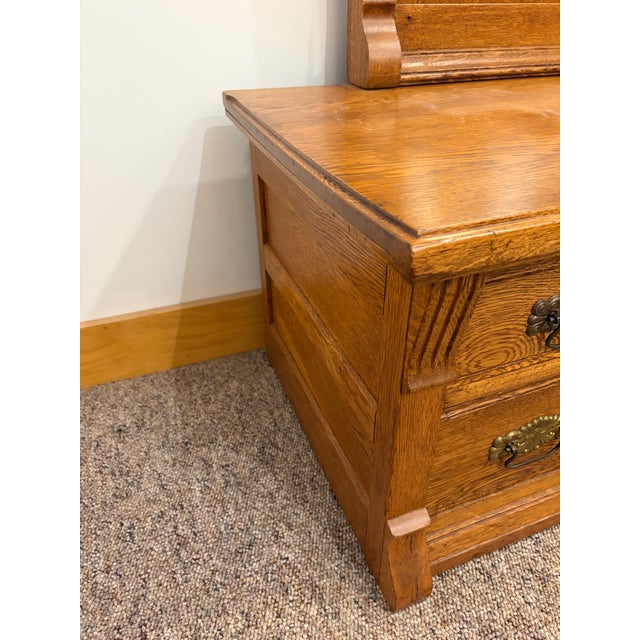 Wood Antique Victorian Oak Princess Chest For Sale - Image 7 of 12