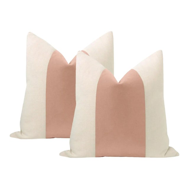 Not Yet Made - Made To Order 20" Blush Mohair Panel + Linen Pillows - a Pair For Sale - Image 5 of 5