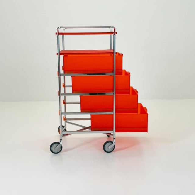 Antonio Citterio Mobil Storage Unit in Orange PMMA and Chrome by Antonio Citterio for Kartell, Italy, 1990s For Sale - Image 4 of 17