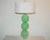 Matched pair of hand blown Three-Ball glass lamps by Joe Cariati in GREEN FROST. Vertical ribs add optical and dimension....