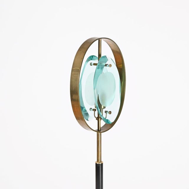 Striking floor lamp, model 2020, in the marvelous and super rare turquoise crystal version, designed by max ingrand and...