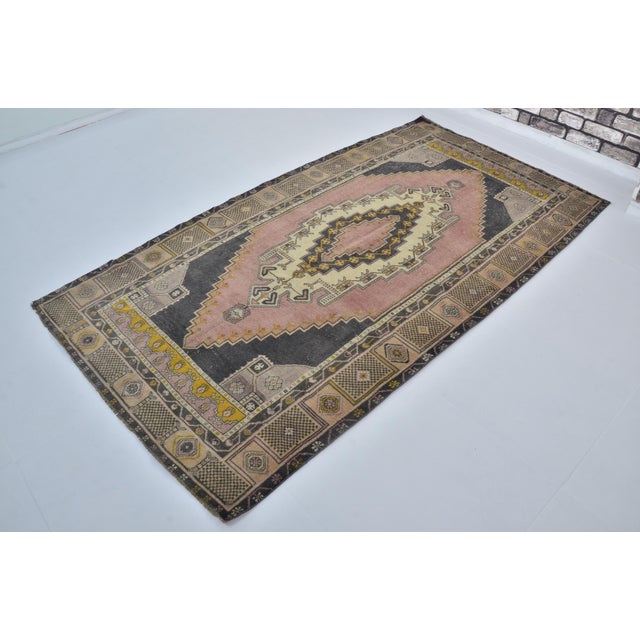 Handmade wool carpet in Turkish Anatolia , Vintage Oushak Rug,Turkish Vintage Anatolian Rug, Handmade wool Rug . One Of...