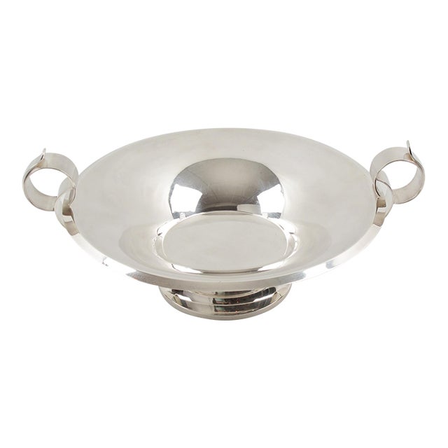 Art Deco Modernist Silver Plate Decorative Bowl Centerpiece For Sale