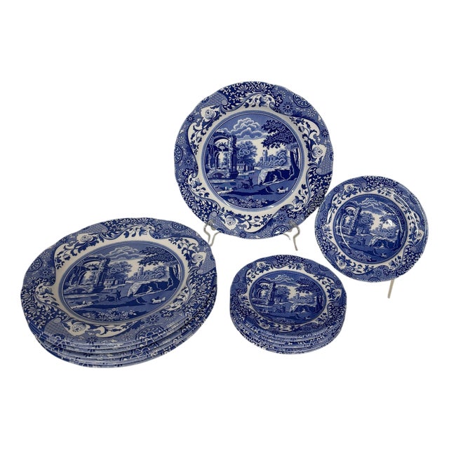 Vintage Spode Italian Dinner and Dessert Plates, Made in England - Set of 15 For Sale