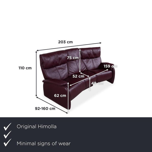 This himolla sofa in warm Bordeaux red leather is a real eye-catcher in your living room. Its generous three-seater design...