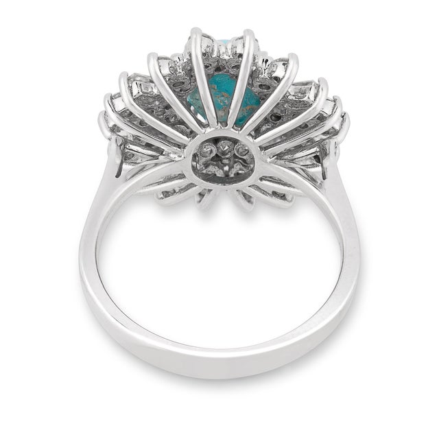 Vintage Persian Turquoise Diamond 18k Yellow Gold Cocktail Ring, Size 7.5 For Sale In Los Angeles - Image 6 of 6