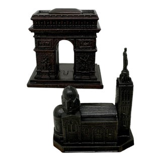 French Bronze Architectural Model Arc De Triomphe Paris Sacre-Couer Basilica For Sale