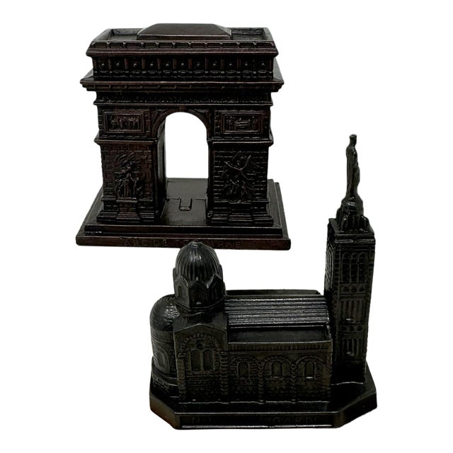 French Bronze Architectural Model Arc De Triomphe Paris Sacre-Couer Basilica For Sale