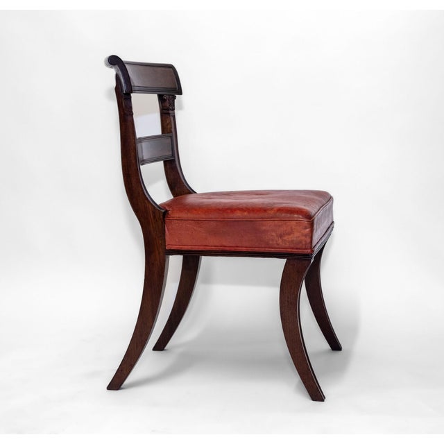 Regency Mahogany Sabre Leg Dining Chairs with Leather Seats, 1825, Set of 6 For Sale - Image 4 of 18