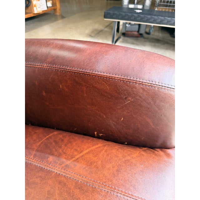 Brown Uttermost Brown Leather Booker Accent Chair For Sale - Image 8 of 9