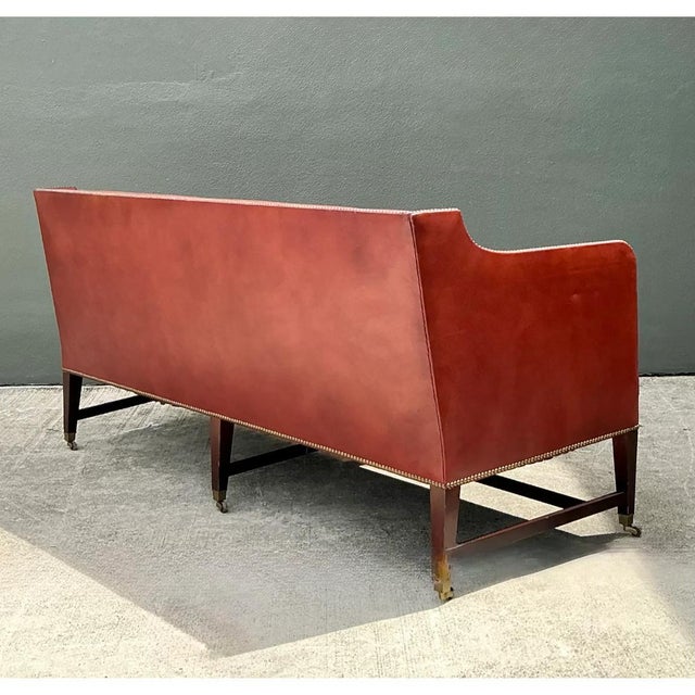 Vintage Saybolt and Cleland Nailhead Trim Leather Sofa For Sale - Image 9 of 12