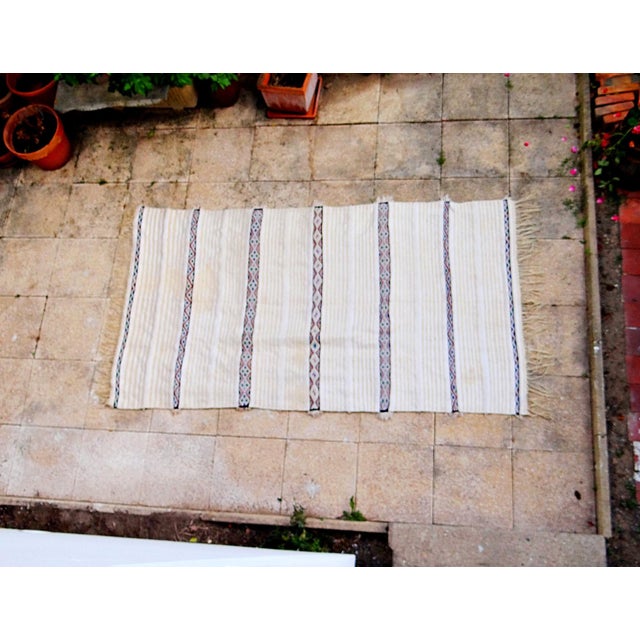 Beige Moroccan Berber Handira Rug in Wool with Sequins, 1970s For Sale - Image 8 of 15