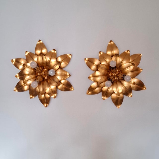 Metal Mid-Century Wall Lamps with Florentine Design, 1970s, Set of 2 For Sale - Image 7 of 16
