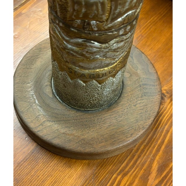 Wood Antique Trench Art Lamp - Sailboat - Etched Name on Front - Seagull - Folk Art For Sale - Image 7 of 7