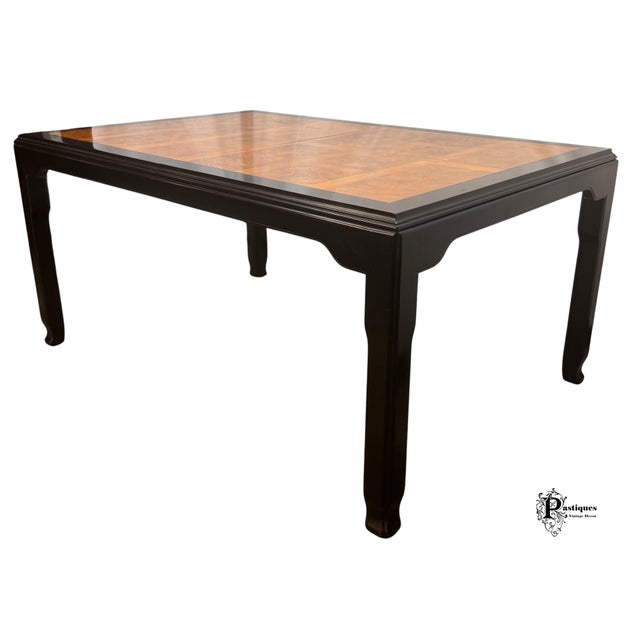 Vintage Century Raymond Sobota Chin Hua Collection Chinoiserie Style Burl & Black Lacquer Dining Table For Sale - Image 10 of 12