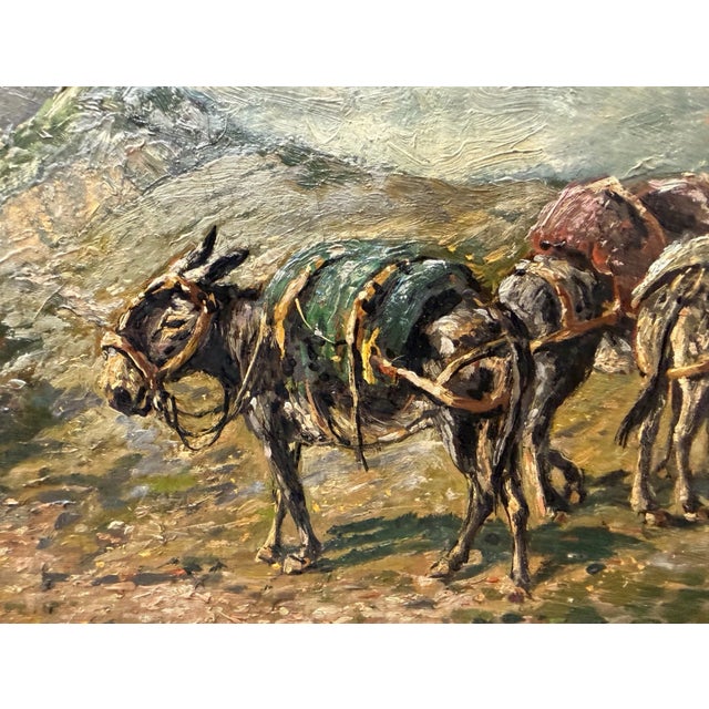 Vintage Original Wolfang Pogzeba Donkey Mountain Oil Painting on Board Landscape For Sale - Image 14 of 15