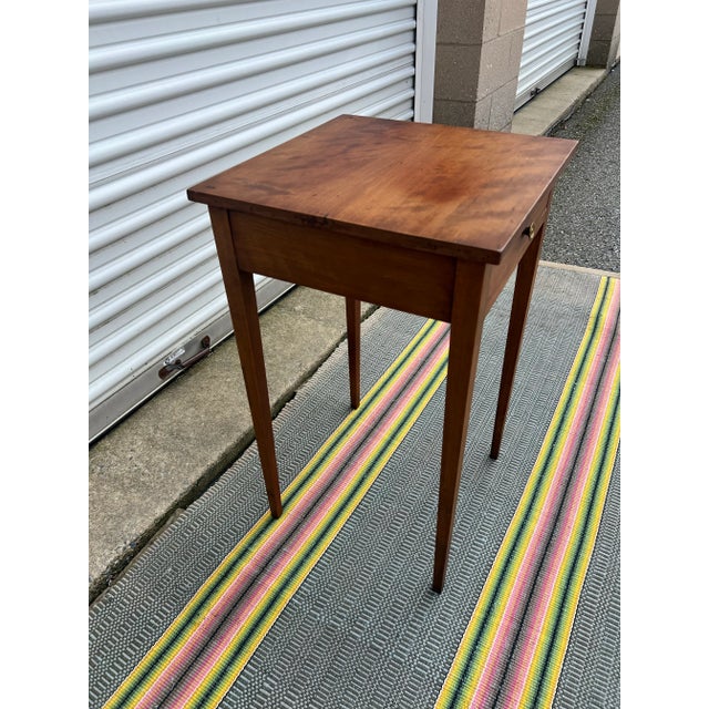 American A Hepplewhite Cherry Tapered Leg One Drawer Side Table, Pennsylvania, Circa 1800 For Sale - Image 3 of 12