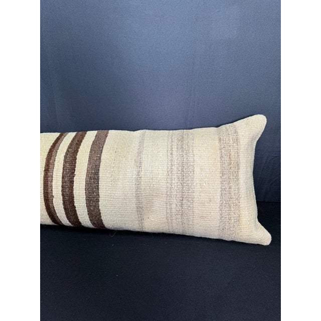 Turkish Hemp Pillow Cushion Natural Beige Brown Cushion Cover 12"x46" For Sale - Image 4 of 4
