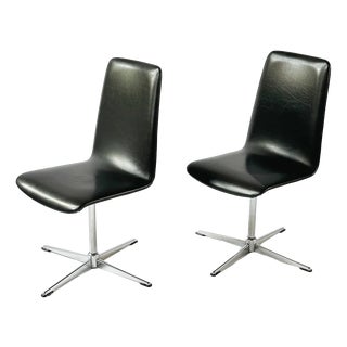 Swivel Chairs in Black Vinyl, 1970s, Set of 2 For Sale