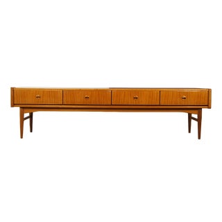 Vintage Scandinavian Teak Low Sideboard, 1960s For Sale