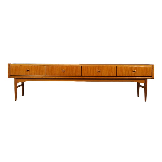 Vintage Scandinavian Teak Low Sideboard, 1960s For Sale