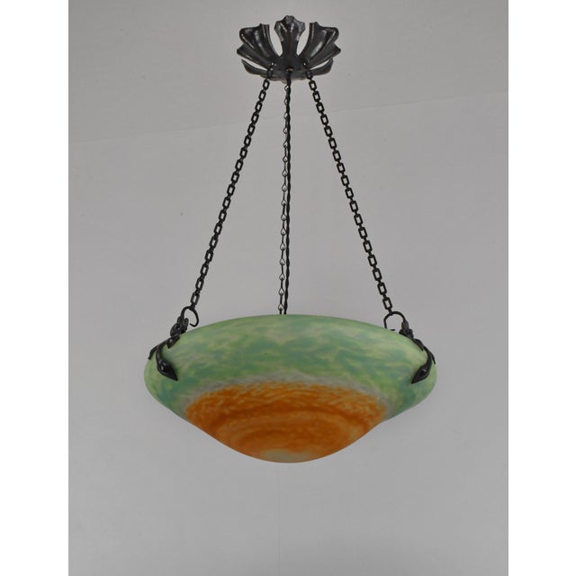 Daum French Art Deco Pendant Light by Daum & Majorelle - 1925 Chandelier France For Sale - Image 4 of 13