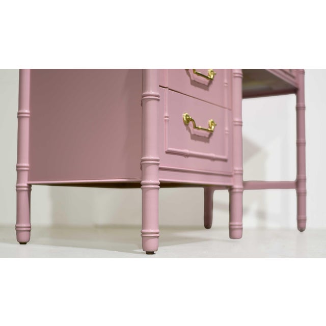 1960s Hollywood Regency Faux Bamboo Two Piece Desk by Thomasville - Newly Refinished For Sale - Image 15 of 18