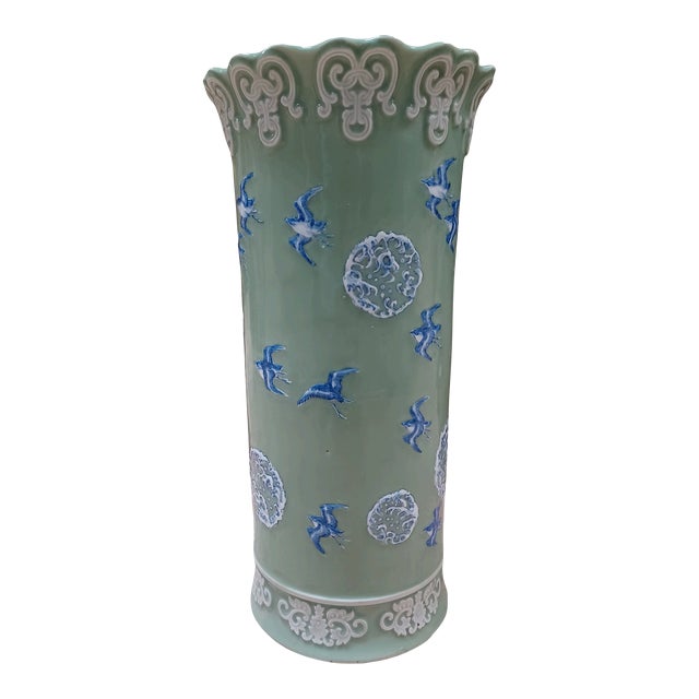 Vintage Tall Celadon Ceramic Umbrella Stand Chairish