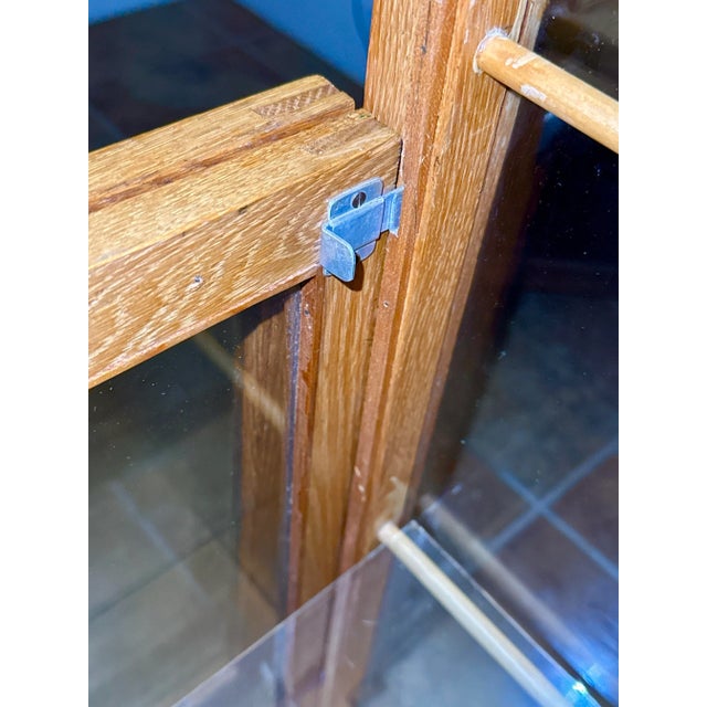 Early 20th Century Oak and Glass Floor Display Case, Fold Down Front Glass For Sale - Image 10 of 17