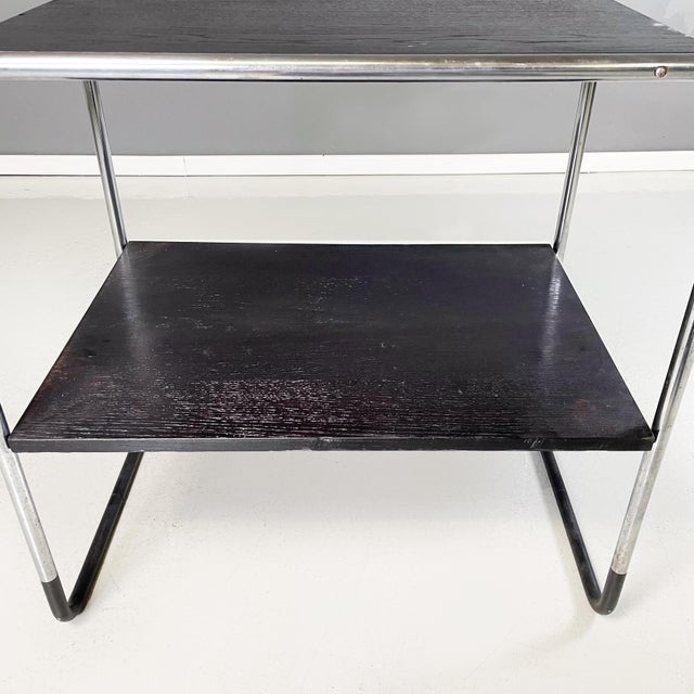 1980s German Black Wood and Steel Coffee Table from Arnold Bauhaus Collection, 1980s For Sale - Image 5 of 14