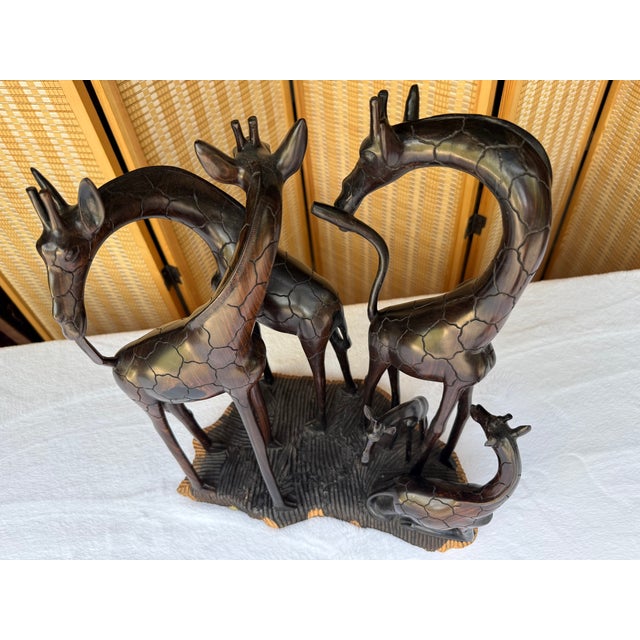 Vintage African Hand-Carved Ebony Wood Intertwined Giraffe Herd For Sale - Image 14 of 15