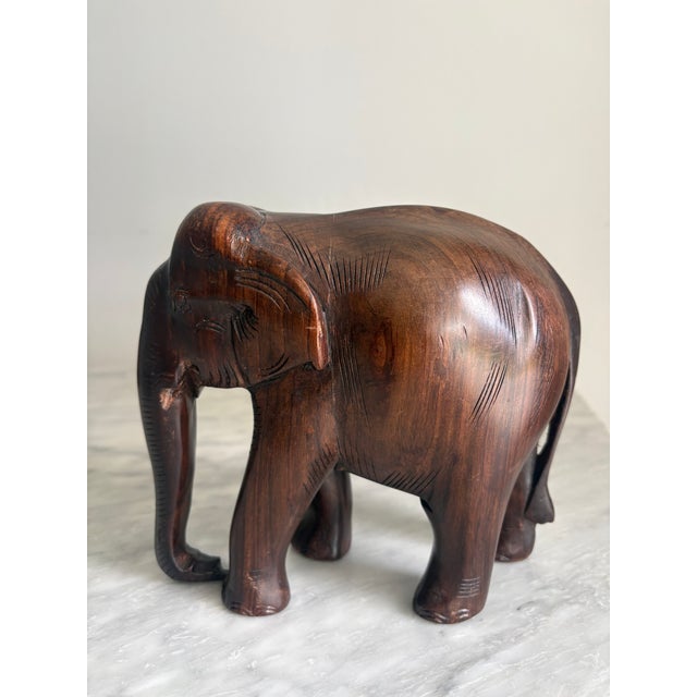 Wood Hand-Carved Indian Wooden Elephant Sculpture For Sale - Image 7 of 8