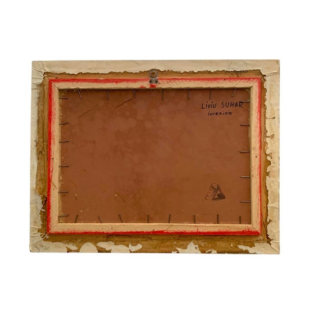 Late 20th Century Painting Interior Room Signed L Suhar Original Mixed Media Vintage Art For Sale In Tulsa - Image 6 of 6