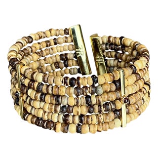 Vintage Fr Coconut Beaded Bracelet For Sale