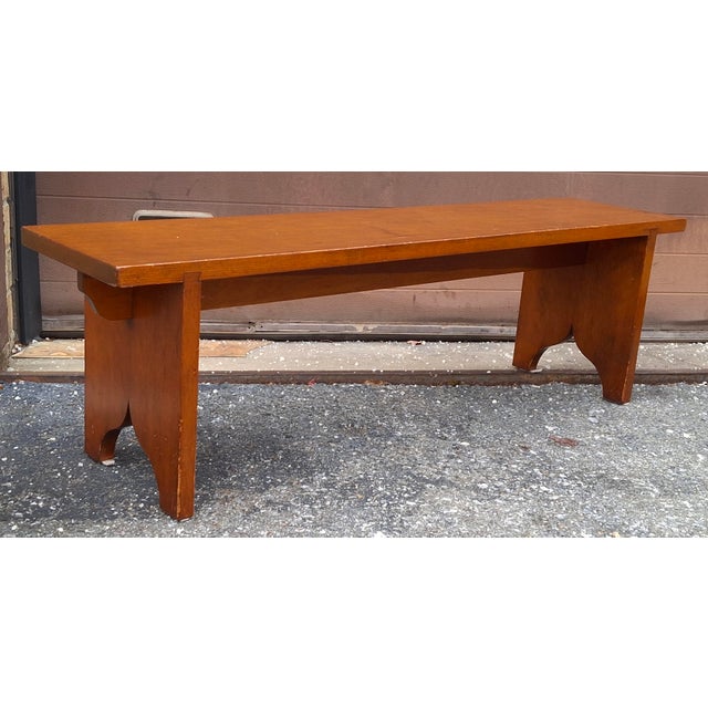 20th Century Early American Style Stained Fruitwood Bench For Sale In Washington DC - Image 6 of 9