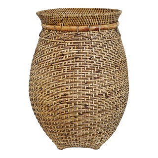 Vintage Harta Woven Bamboo Basket For Sale