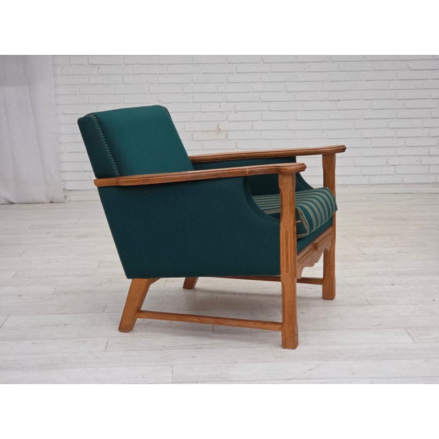 Danish Armchair in Wool and Oak, 1970s For Sale - Image 17 of 17