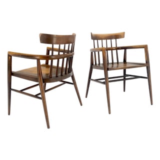 Pair of Paul McCobb Solid Birch Round Back Barrel Shape Arm Chairs For Sale