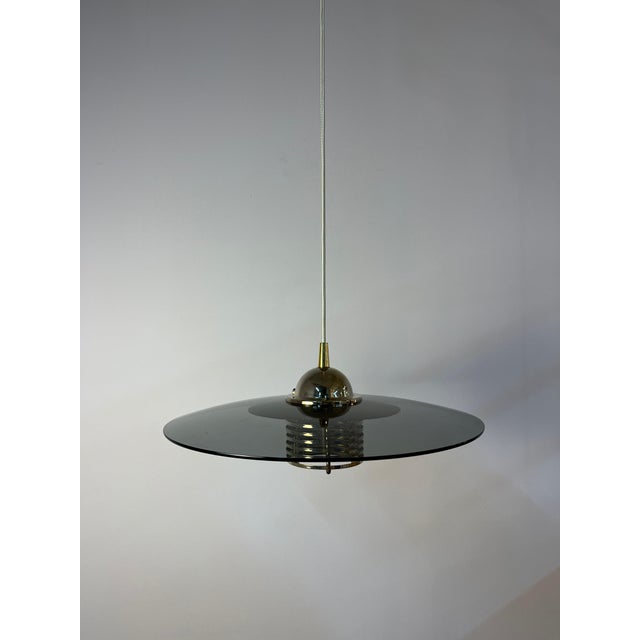 Gold Pendant Lamp in Smoked Glass and Brass by Jan Eskil Eskilsson for Belid For Sale - Image 8 of 11